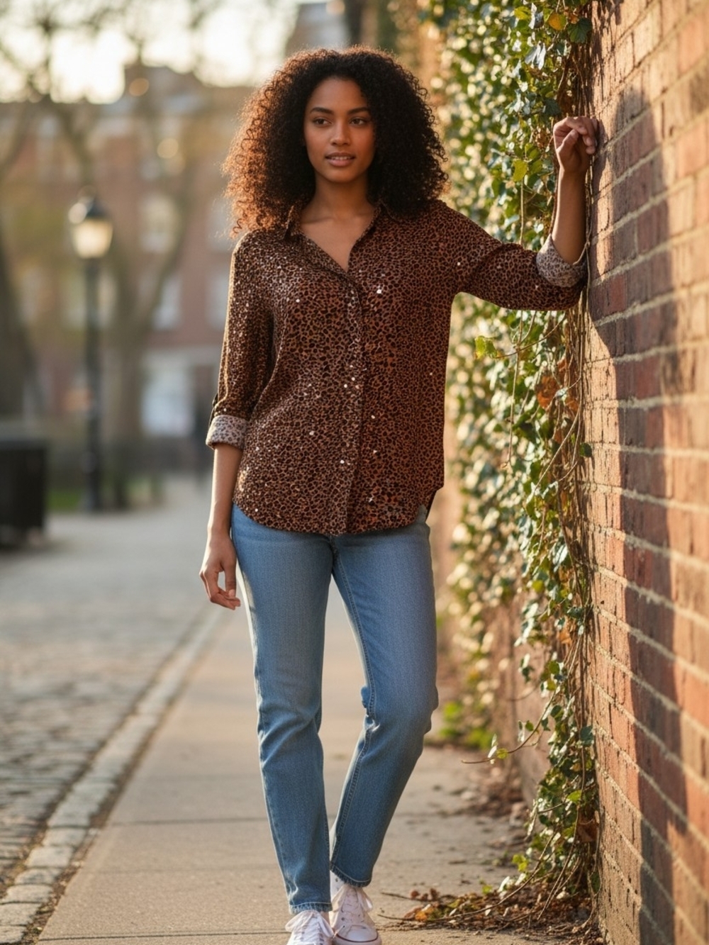 Gantos Brown Leopard Print Button-Down Shirt - Picture 4 of 9